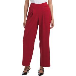 NINE WEST Pull On High Rise Wide Leg Pants With Double Welt Pockets